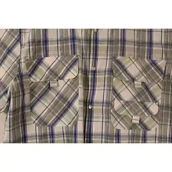Haband Travelers Pear Snaps Plaid Pocketed Short Sleeve Men's Shirt Size M - Picture 4 of 7